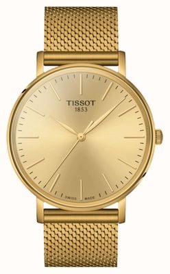 Tissot メンズエブリタイム |ゴールドダイヤル |ゴールドスチールメッシュブレスレット T1434103302100