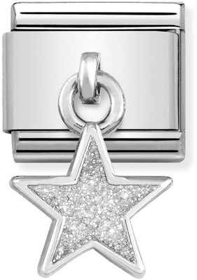 Nomination Classic White Glitter Star Sterling Silver & Steel Charm 331805/02
