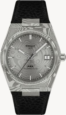 Tissot PRX Powermatic 80 - Damascus Steel Edition (38mm) Damascus Dial / Black Leather Strap Watch T1378079608100