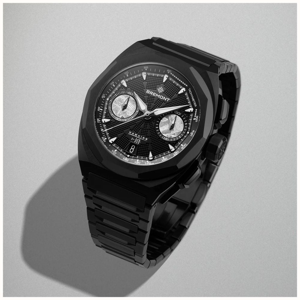 Bremont Supernova Chronograph Hawking Edition (41mm) Black Galvanic Metal Dial / Black Steel Bracelet SN41-CHR-DLC-HWK-B - vista alternativa 8