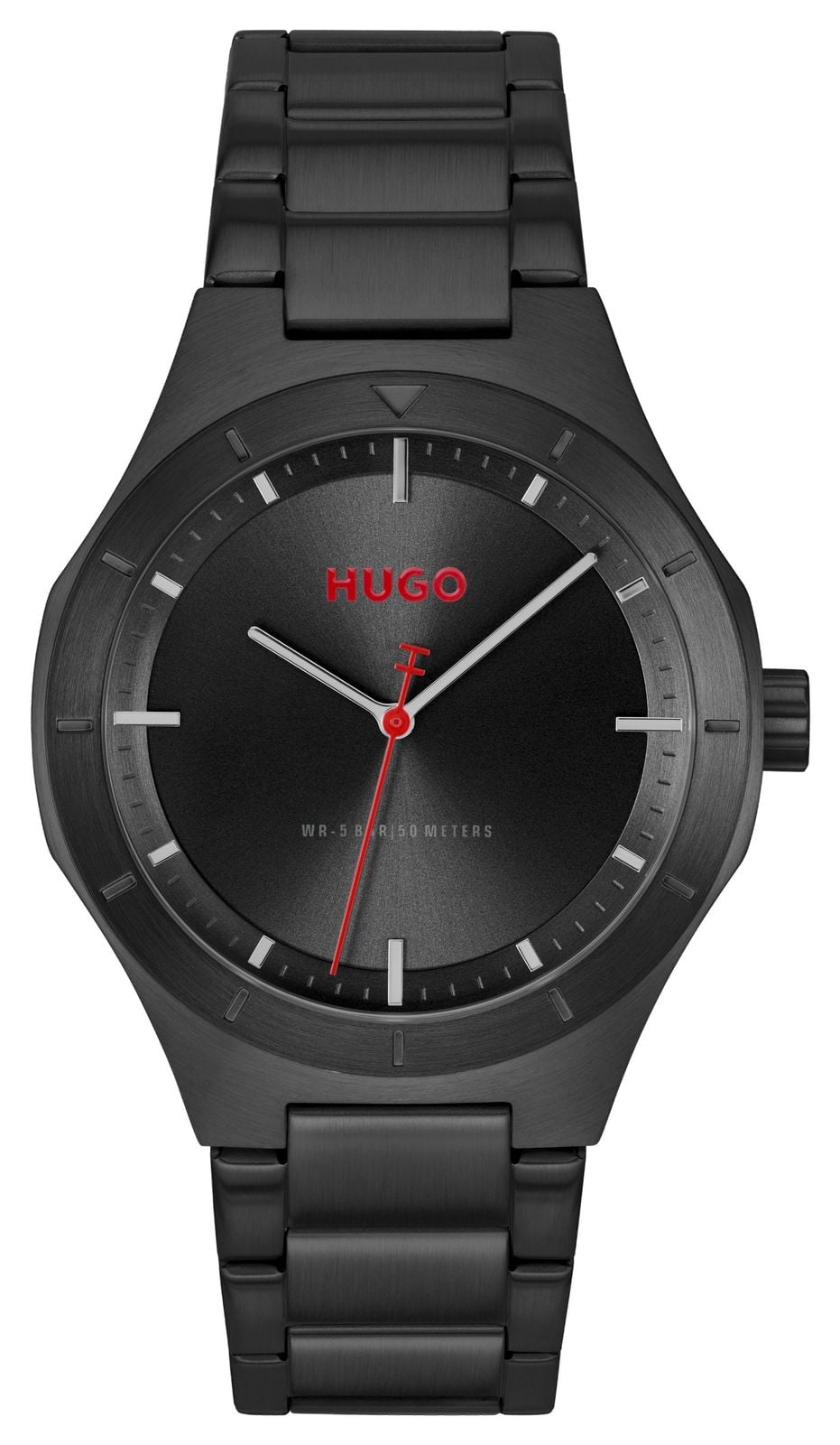 HUGO Ã  quartz trois aiguilles (42 mm), cadran noir montre