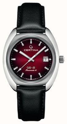 Certina DS-2 | powermatic | mostrador vermelho | pulseira de couro preto C0244071742100