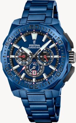 Festina Chrono Bike 2025 Special Edition (45.5mm) Blue Dial / Blue PVD Stainless Steel Bracelet Watch F20729/1