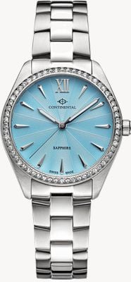 Continental Cadran bleu texturé rond en cristal (32,5 mm) / bracelet en acier inoxydable 22508-LT101831