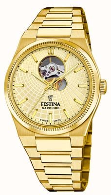 Festina Szwajcarska rivé (40 mm) z tarczą w kolorze złotym / bransoletą ze stali nierdzewnej w kolorze złotym PVD F20062/2