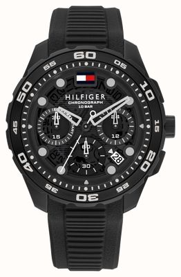 Tommy Hilfiger Th-Regatta (44 mm) schwarzes Zifferblatt / schwarzes Silikonarmband 1792233