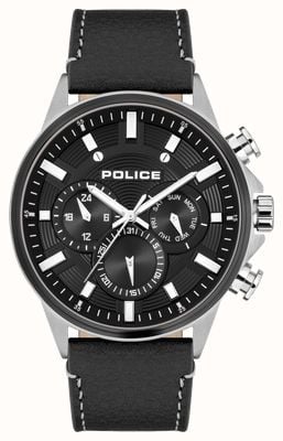 Police Chronographe à quartz Kismet (47 mm) cadran noir / bracelet cuir noir PEWJF2195141