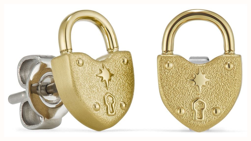 Olivia Burton Lock Heart Gold Plated Stud Earrings 24100634 - vista alternativa 2