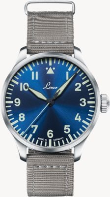 Laco Augsburg 'Blaue Stunde' Automatic (42mm) Blue Sunray Dial / Grey Nylon Strap 862100.2