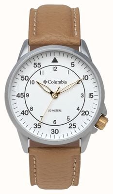 Columbia Белый кварцевый циферблат Viewmont/коричневый кожаный ремешок CSS15-007