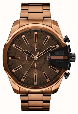 Diesel Mega Chief Slim Chronograph (49 mm) quadrante marrone sunray / bracciale in acciaio inossidabile PVD marrone DZ4697
