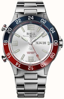 Ball Watch Company Roadmaster marine gmt (42 mm) quadrante argentato/bracciale in titanio e acciaio inossidabile DG3222A-S1CJ-SL