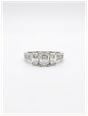 Emerald Natural Diamond 18ct White Gold Trilogy Side Stone Ring JM2151