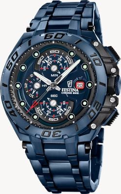 Festina Chrono Bike 2026 Special Edition (46mm) Blue Dial / Stainless Steel Bracelet & Black Rubber Strap Watch F20757/1