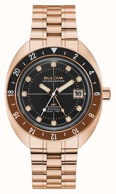 Bulova Oceanographer автоматический Devil Diver GMT (41 мм), черный циферблат/нержавеющая сталь с пвд розового золота 97B215