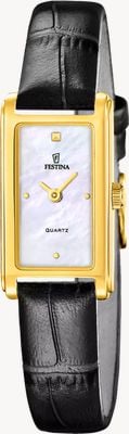 Festina Mademoiselle Quartz (25mm) Mother-of-Pearl Dial / Black Leather Strap F20770/1