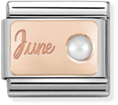 Nomination Classic June Birthstone Pearl 9ct Rose Gold & Steel Charm 430508/06