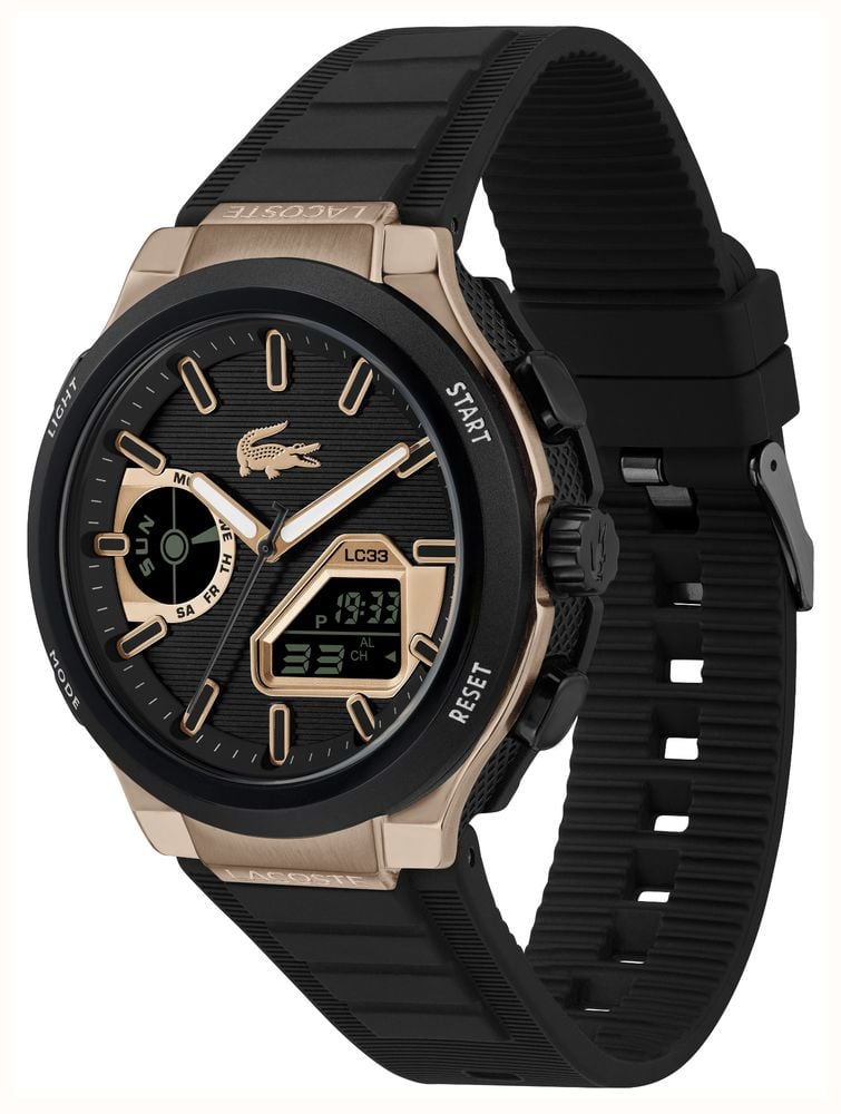 Lacoste Bronze And Black Silicone Strap LC33 Watch 2011517 - autre vue 3