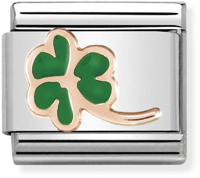 Nomination Classic Clover 9ct Rose Gold & Steel Enamel Charm 430202/01