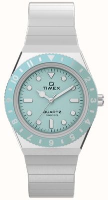 Q Timex 迷你腕表（30毫米）冰蓝色表盘/不锈钢伸缩表带 TW2Y77300