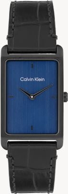 Calvin Klein Ck dapper (24 mm) quadrante blu / cinturino in pelle nera 25200531