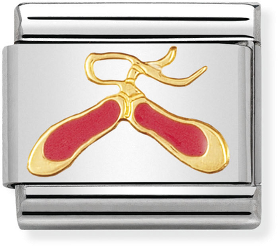Nomination Classic DAILY LIFE In Stainless Steel With Enamel And 18k Gold Pink Dance Shoes Charm 030208/02