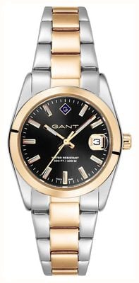 GANT Reloj Everett Mini para mujer (28 mm), esfera negra y brazalete de acero inoxidable de dos tonos G186003