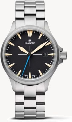 Damasko DK22 U-Boot-Armband aus Stahl, verstellbare Schließe, blauer Sekundenzeiger DK22-SW10221.129.B06E