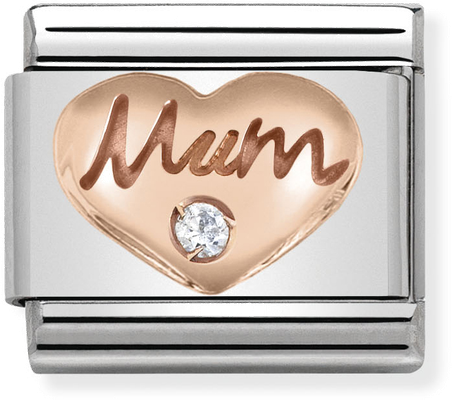 Nomination Classic Mum Heart 9ct Rose Gold & Steel Charm 430305/10