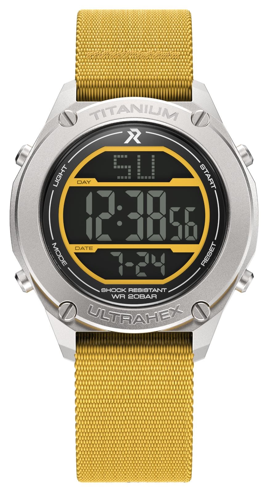 RZE UTD8000 MultiFunction 42mm Negative Display Yellow Watch