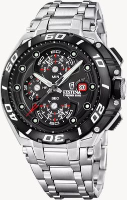 Festina Chrono Bike 2026 (46mm) Black Dial / Stainless Steel Bracelet F20754/6