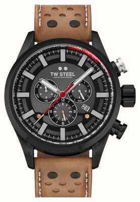 TW Steel Swiss Volante Fast Lane Limited Edition (48mm) Dark Grey Dial / Brown Leather Racing Strap SVS209