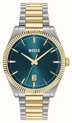BOSS Cheswick al quarzo a tre lancette (40 mm) con quadrante blu / bracciale in acciaio inossidabile bicolore 1514311