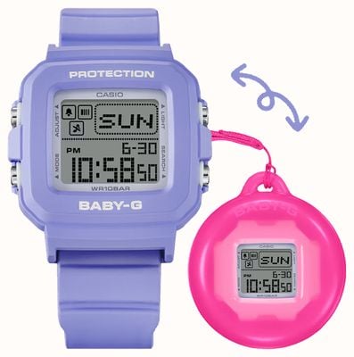 Casio Zestaw cyfrowych zegarków i etui z serii G-shock baby-g + plus – lawendowo-różowy BGD-10K-6ER