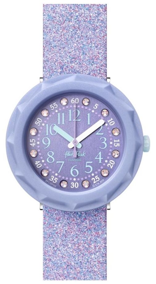 Flik Flak Lilaxus | bracelet en silicone pailletÃ© violet | montre