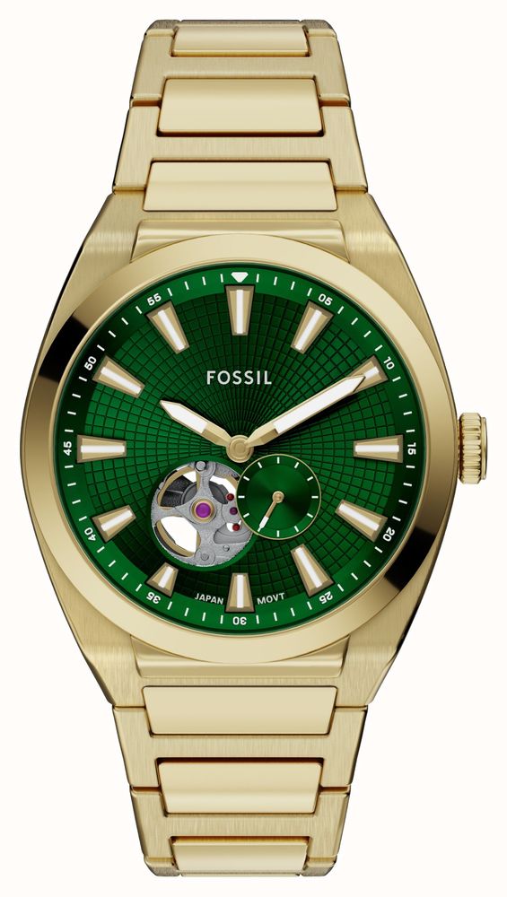 Fossil Men's Everett Automatic (42mm) Textured Green Dial Gold