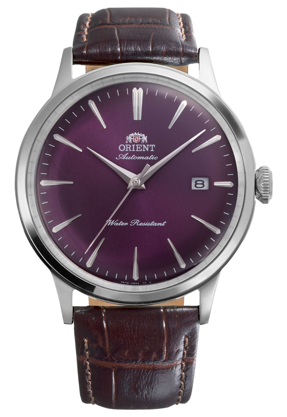 Orient Bambino Automatic 405mm Purple Sunray Dial Brown Watch Orient Bambino Automatic 405mm Purple Sunray Dial Brown Watch