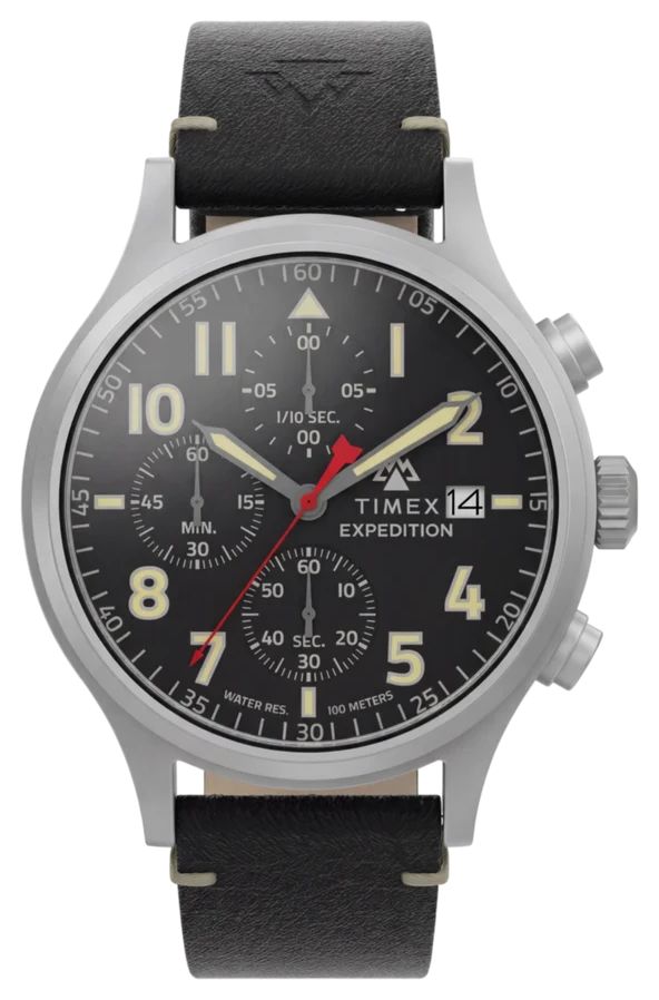 Timex Expedition Sierra Chronograph 43mm Leather Strap Watch