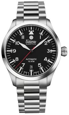 Tutima Glashütte Orologio Flieger T5 automatico (38,5 mm) quadrante nero lucido / bracciale in titanio 6109-02