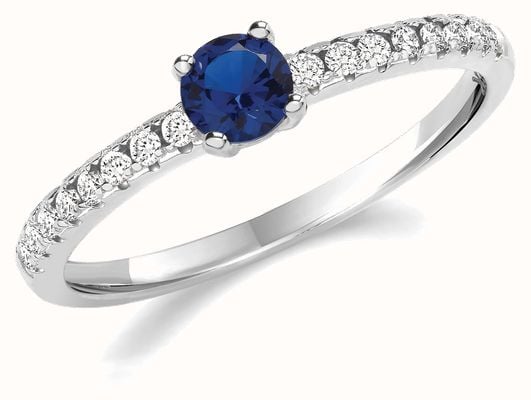 James Moore TH STERLING SILVER RHOUIUM PLATED CZ SOLITAIRE RING G7550SA/N
