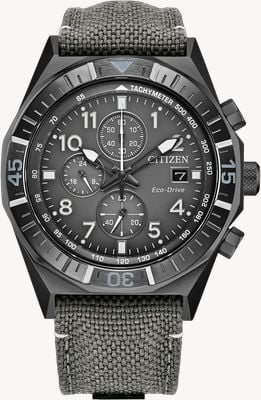 Citizen Chronographe Eco-Drive Nighthawk (42mm) cadran gris / bracelet nylon gris CA0897-04H