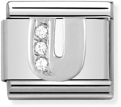 Nomination Classic Letter U Sterling Silver & Steel Cubic Zirconia Charm 330301/21