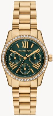 Michael Kors Lexington Lux Multifunction (34mm) Green Dial / Gold PVD Stainless Steel Bracelet MK4924