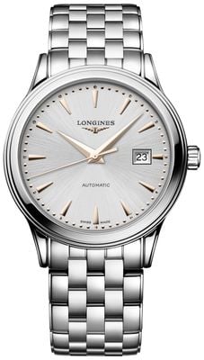 LONGINES Topmodel klassiek automatisch model (40 mm) met zilveren wijzerplaat en roestvrijstalen armband. L49844706