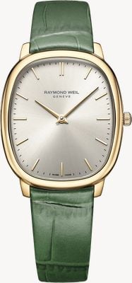 Raymond Weil Toccata Heritage Quarz (31mm) Zifferblatt in Altsilber mit Sonnenschliff / grünes Lederarmband 5280-PC-64001