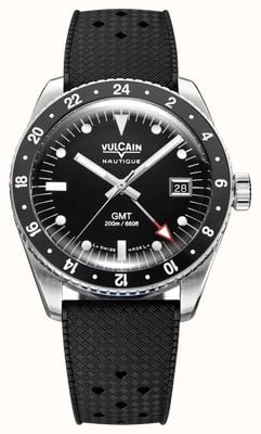 Vulcain Skindiver GMT Automatic (38.3mm) Black Dial / Black Tropic Rubber Strap Watch 680174B07.BAR200