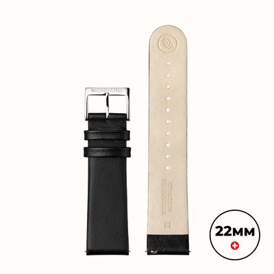 Mondaine Pasek ze skóry wegańskiej winogronowej - czarny - (22mm) FG1682220Q