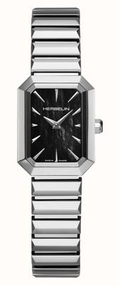 Herbelin Mostrador em madrepérola preta Octogône quartzo (20,4 mm) / pulseira em aço inoxidável 17556B49