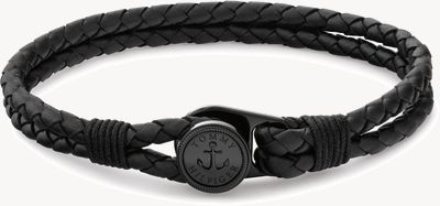 Tommy Hilfiger Nautical Black Leather Double Layered Bracelet 2790693