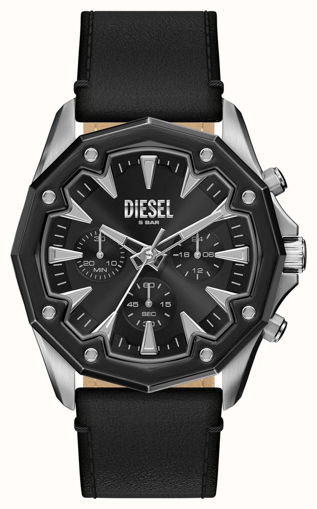 Diesel Cronógrafo Stinger (46 Mm) Com Mostrador Preto E Pulseira